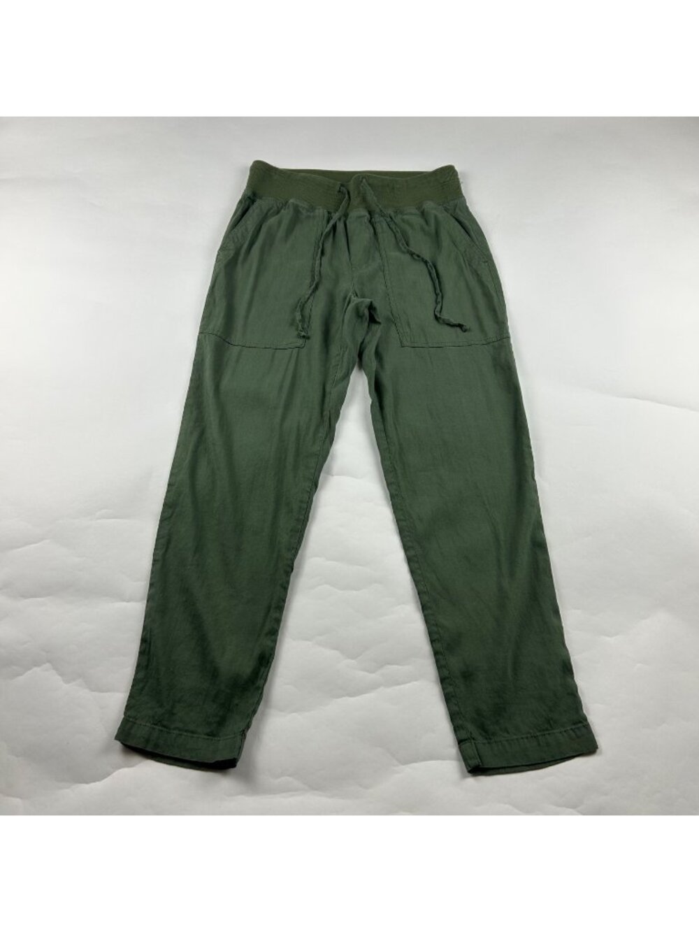 Lou & Grey for LOFT Olive Green Linen Knit Waist Slim Leg Pant S